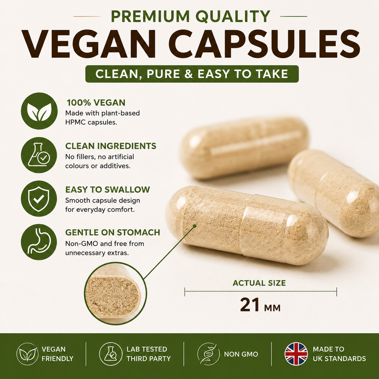 Magnesium Glycinate- Premium Grade, 98% purity, 500mg/capsule, 60 capsules/pack-vegan( Delivers 100mg Elemental Magnesium) - Image 6